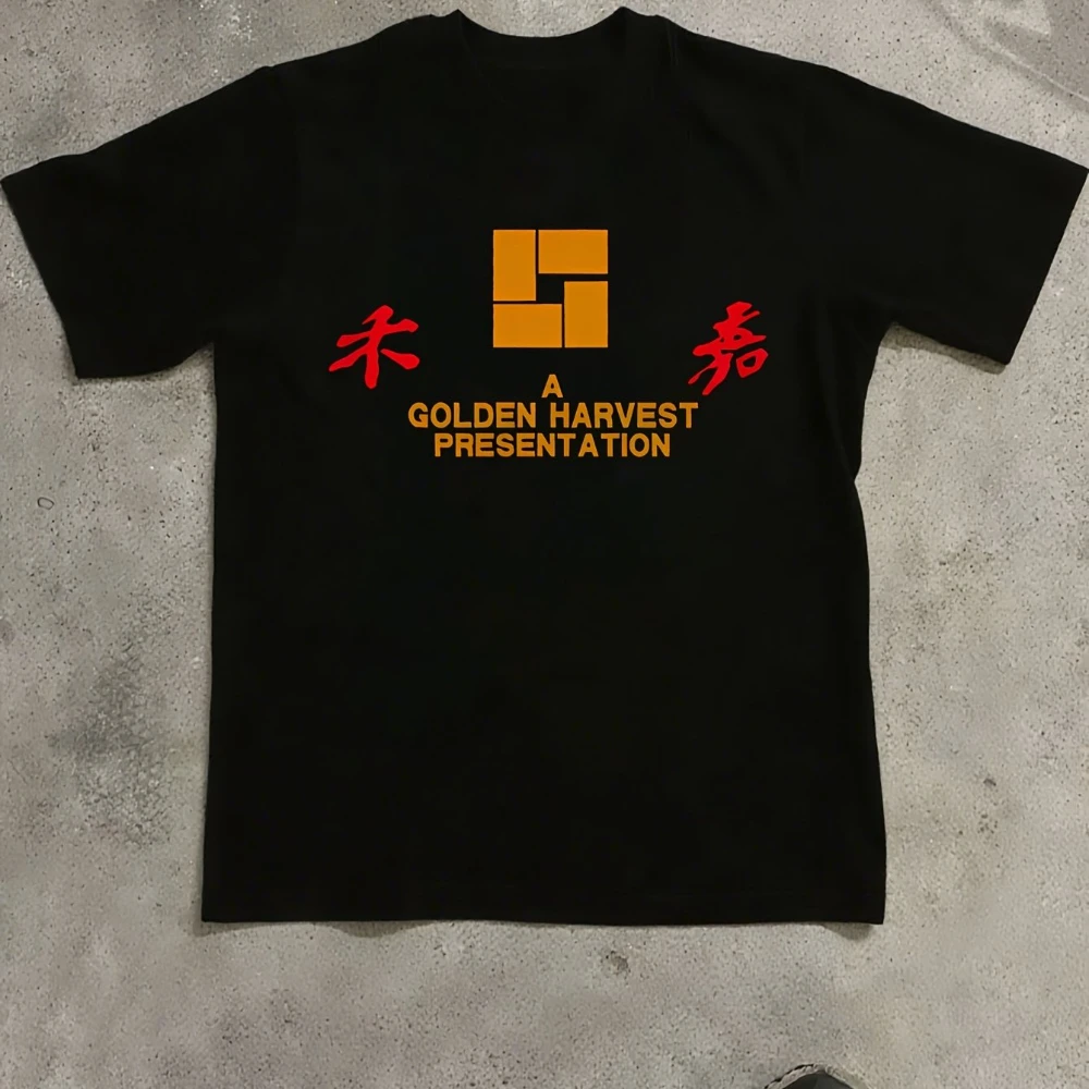 Men's and Women's T-Shirt Featuring A Golden Harvest Hong Kong Retro Movie Design Eye-Catching Black and White Logo Vintage Tops