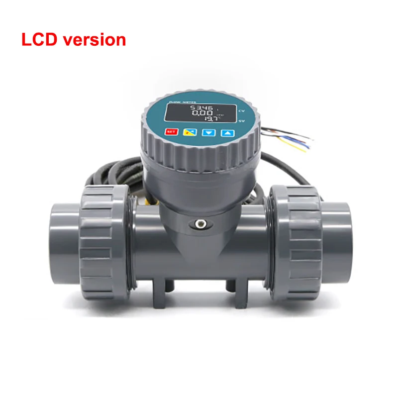 DN25-80 High Precision Smart Digital Display Flowmeter RS485 LCD Electronic Flowmeter PVC Flow Sensor For Farm/Garden Irrigation