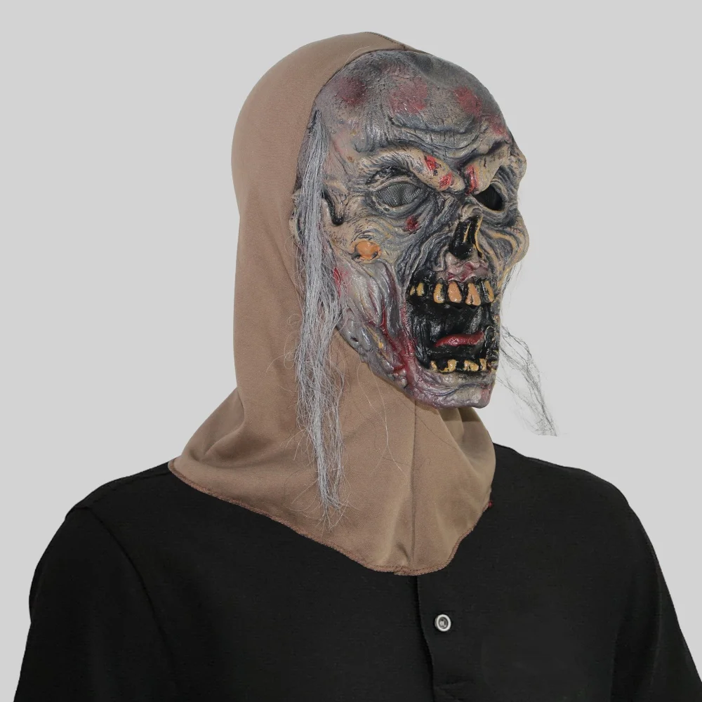 Gruselige Zombie-Kopfmaske, Latex-Terror-Geist-Vampir-Maske für Männer, Erwachsene, gruselige Kostüm-Requisiten, Horror, Halloween, Cosplay, Party-Dekoration