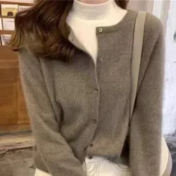 Woman Cardigans Casual Autumn Winter O-neck Solid Sweater Long Sleeve Single Breasted Cardigans Fashion Korean Sweaters Jumper