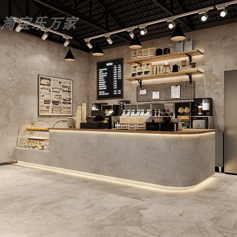 for Simple Milk Tea Shop Checkout Counter for Bistro Bar Coffee Dessert Shop Front Desk Bakery Reception Desk