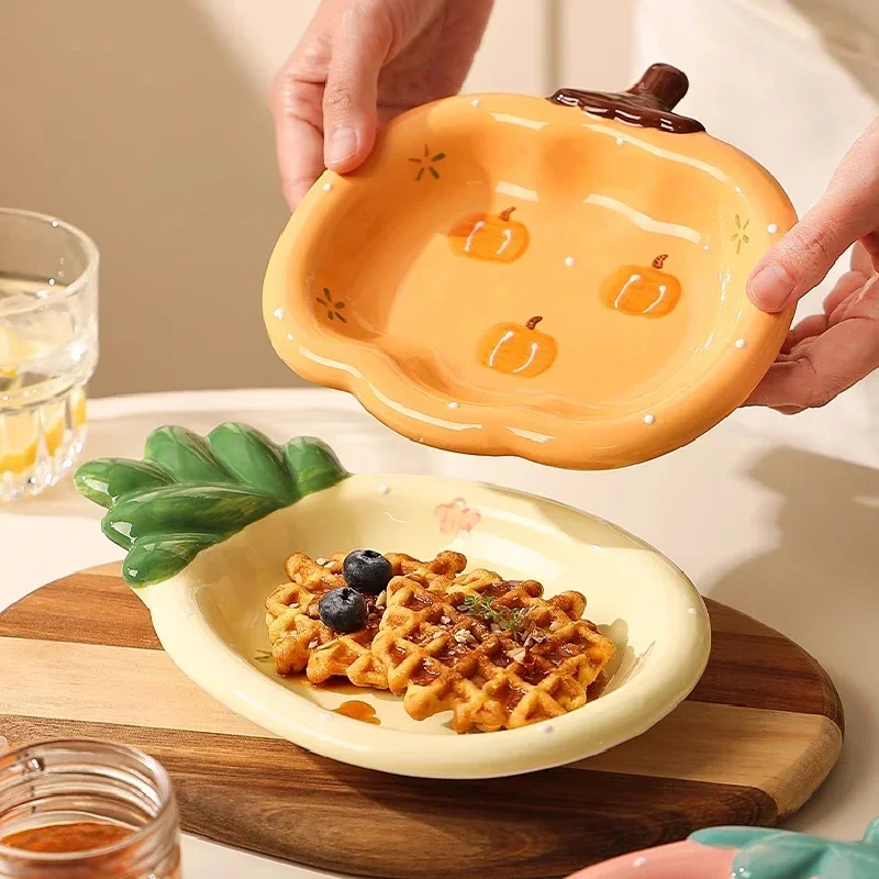 Ceramic Dessert Plates Fruit Plates Small Exquisite Breakfast Plates High-value Tea Tables Snack Trays Salad Trays and Tableware