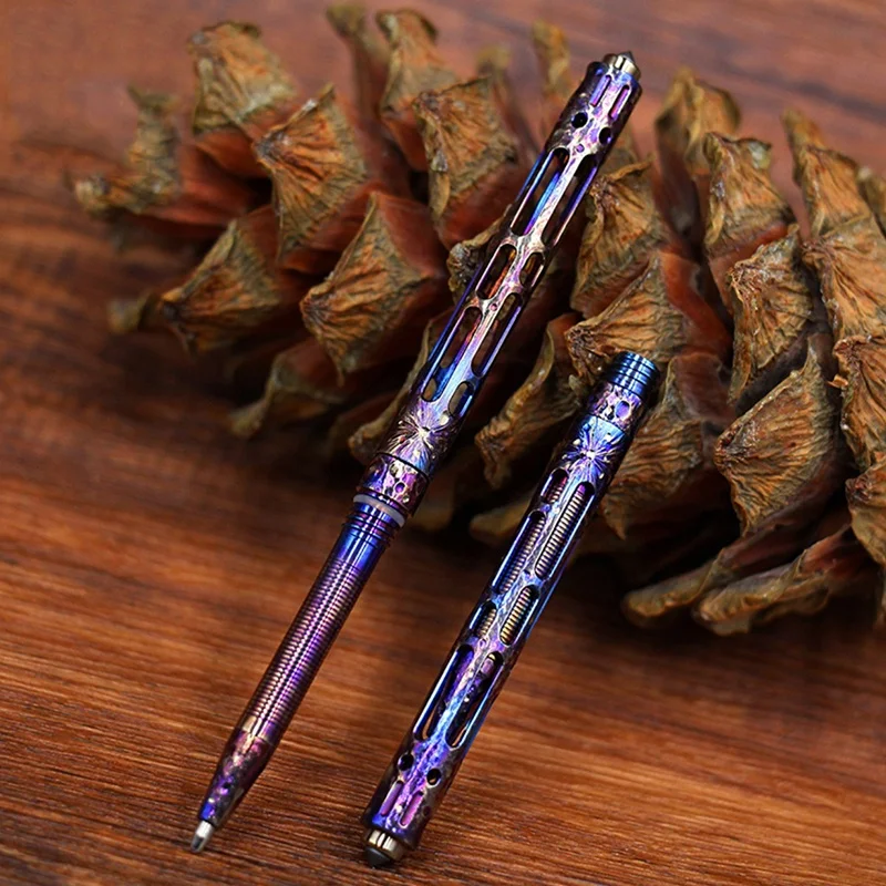 Limited Edition Mini Titanium Alloy Pen Tungsten Steel Broken Window Hand Carved Signature Pen