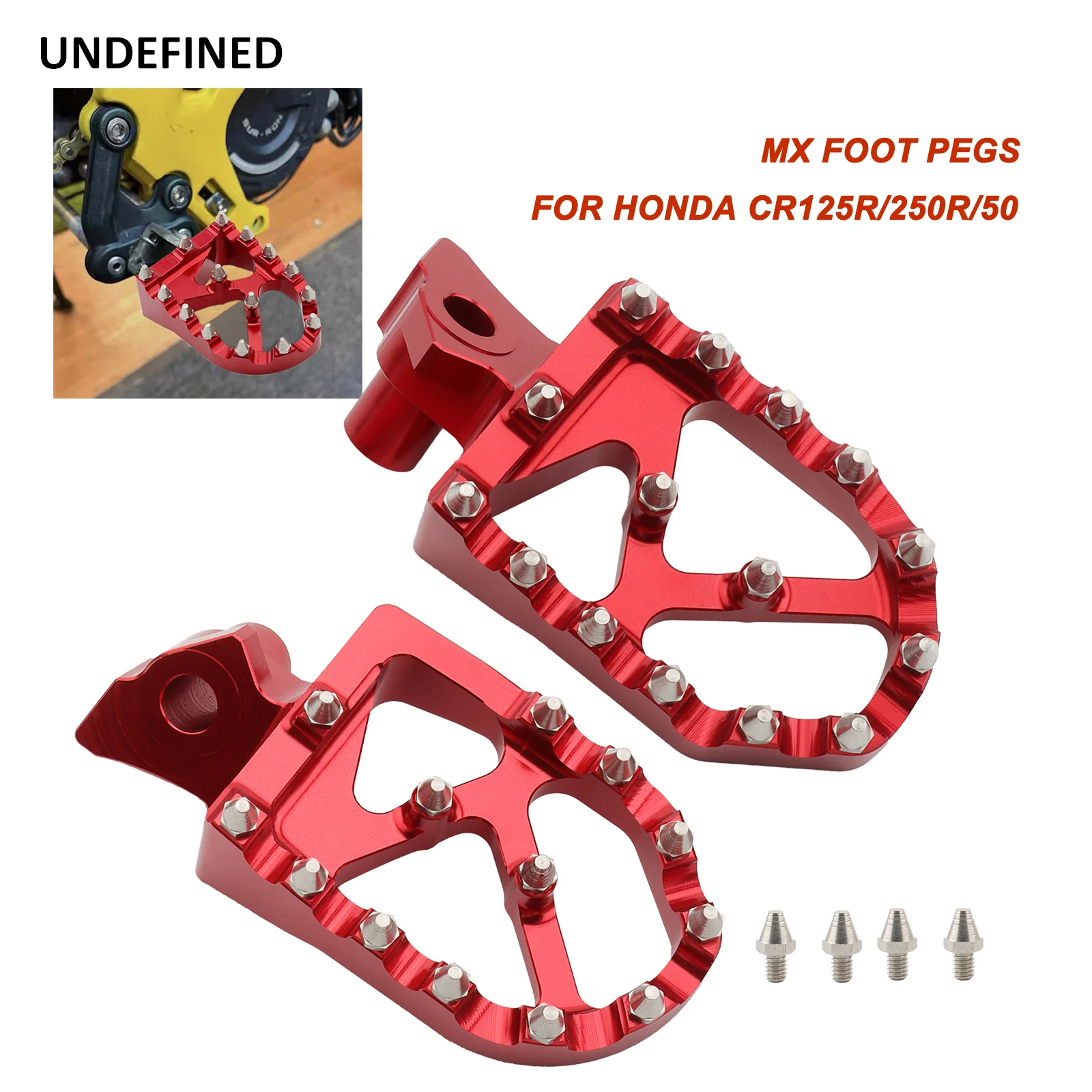 

Dirt Bike Foot Pegs MX Style for Honda CR125R CR250R 1995-1999 CR50 1995-2001 Motorcycle Footpeg Footrest Pedals Anti Slip Red