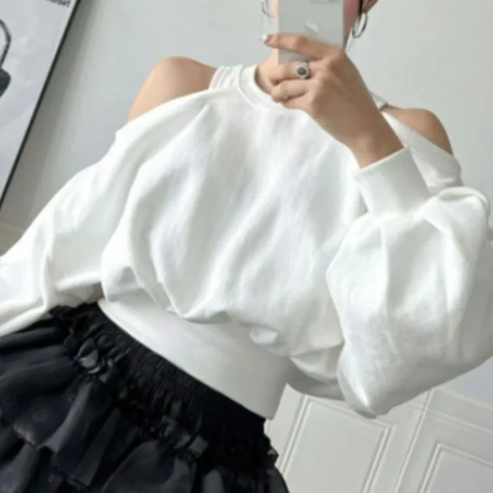 Chic Otoño Invierno Anti-envejecimiento Diseño Retro Casual Largo Sve Color Puro Sudadera con capucha Mujer Faion Tubo Recto Ajuste Corea...