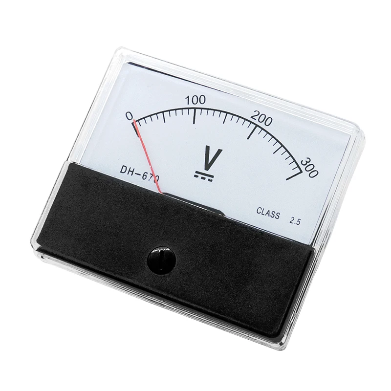 DH-670 Pointer Analog DC Voltmeter 5V 10V 15V 20V 30V 50V 100V 70*60mm Accuracy 2.5 0-500V