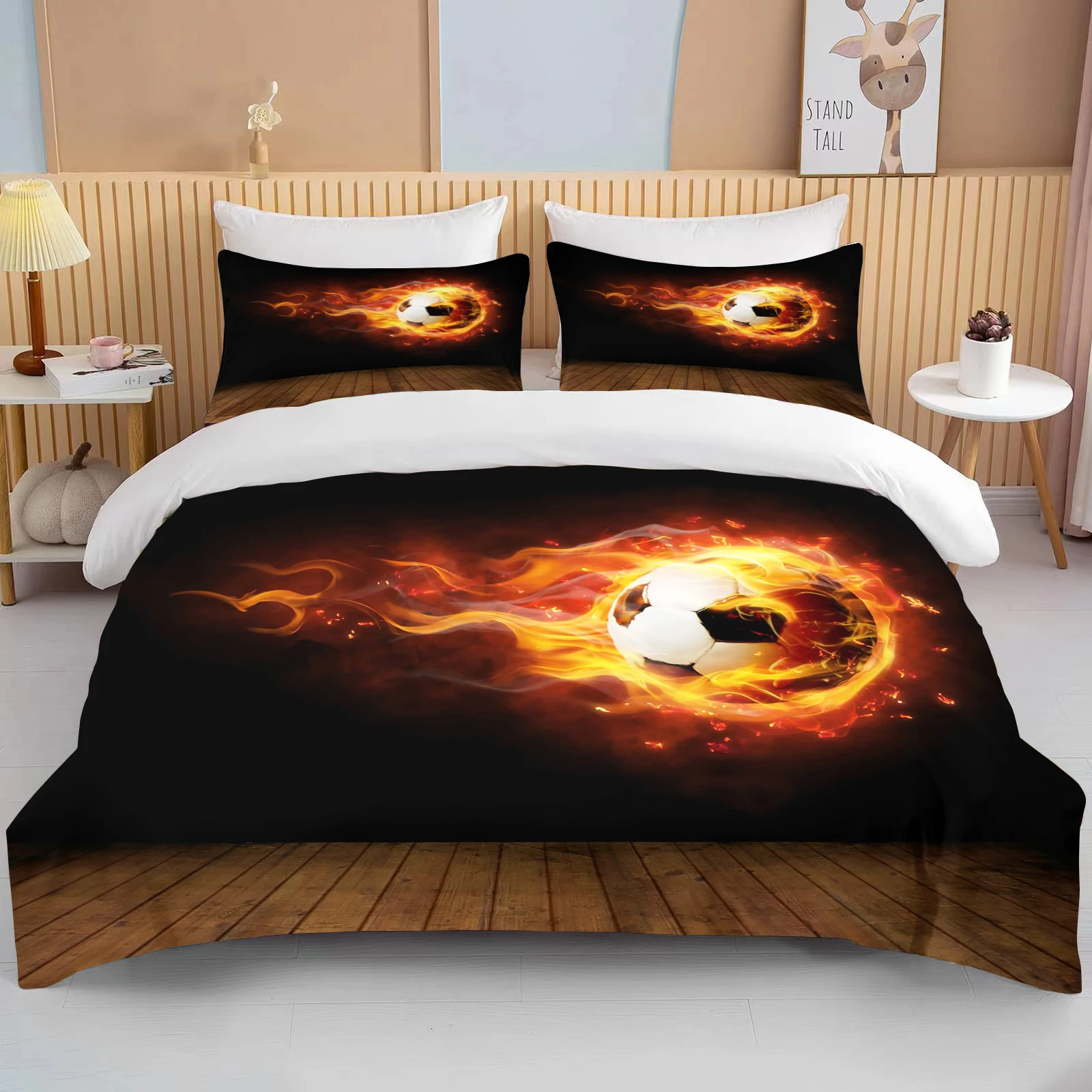 

Cool Football Soccer 3D Bedding Set Duvet Cover Pillowcases Comforter Bed Linen Room Decor For Boys Gift Twin Queen King Size