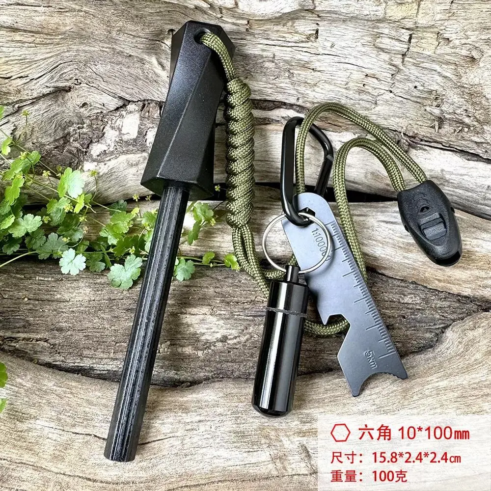 

New PP handle ignition 7-piece set outdoor survival ignition stick wilderness survival ignition stone with scraper blade