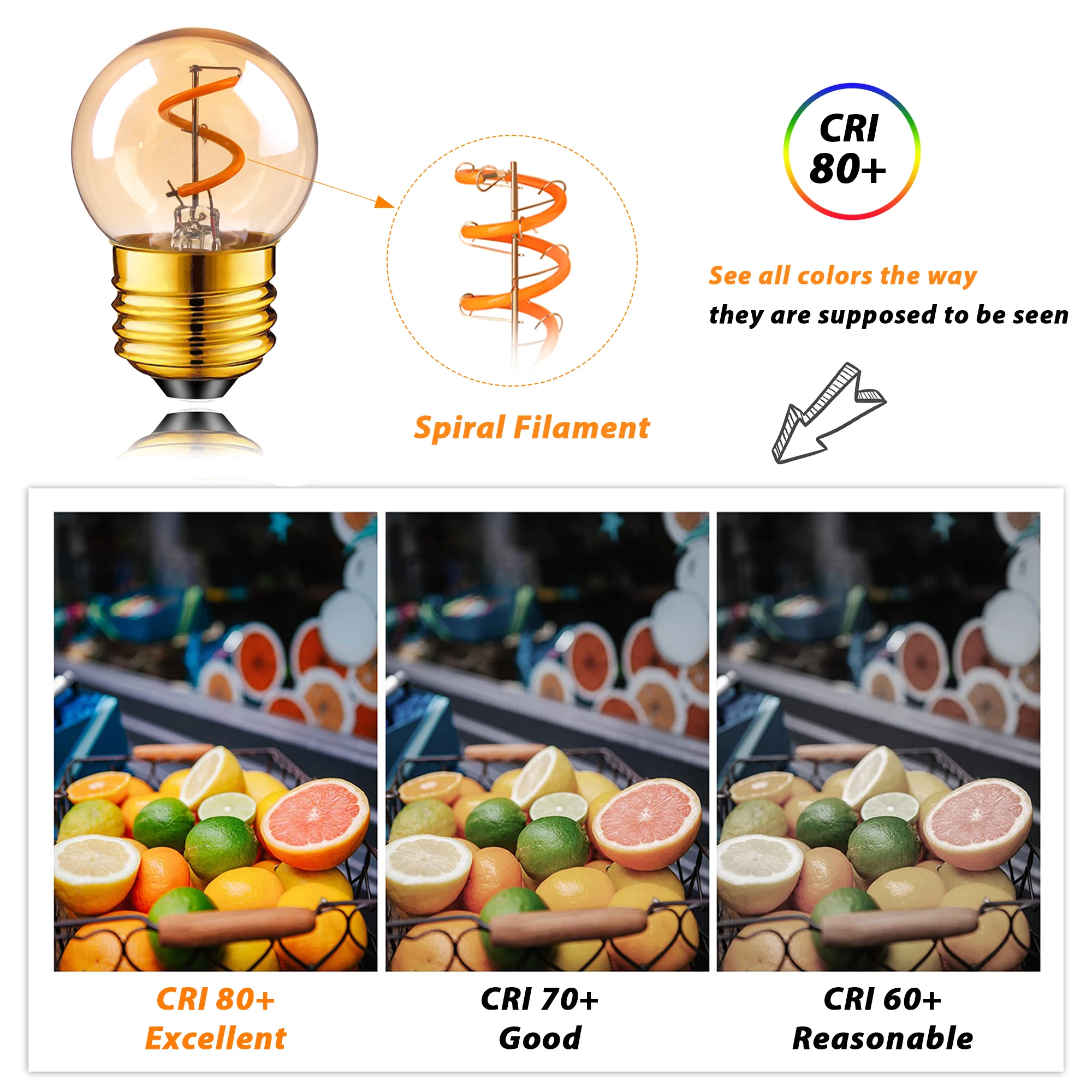E14 LED Filament Spiral Light Bulbs E27 Vintage Gold Tint Glass Ampoule 3W G80 C35 ST64 Retro Indoor Decor Dimmable Edison Bulb