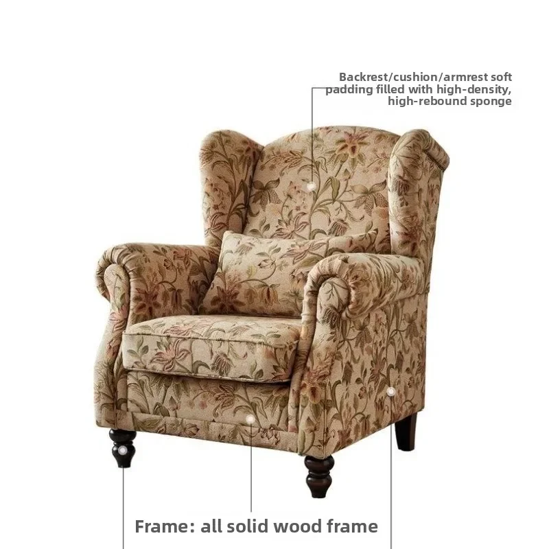 American fabric tiger chair cigar chair single sofa retro living room study leisure  tiger stool