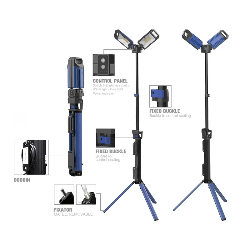 2023 Cross border hot sales Portable Tripod Stand Floor type rechargeable work flood lights