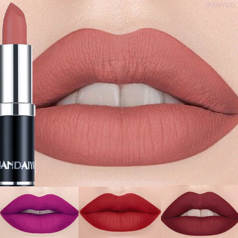 HANDAIYAN 12 Color Velvet Matte Lipstick Sexy Red Pink Lip Tint Non-stick Cup Lip Gloss Moisturizing High Pigment Lips Cosmetics