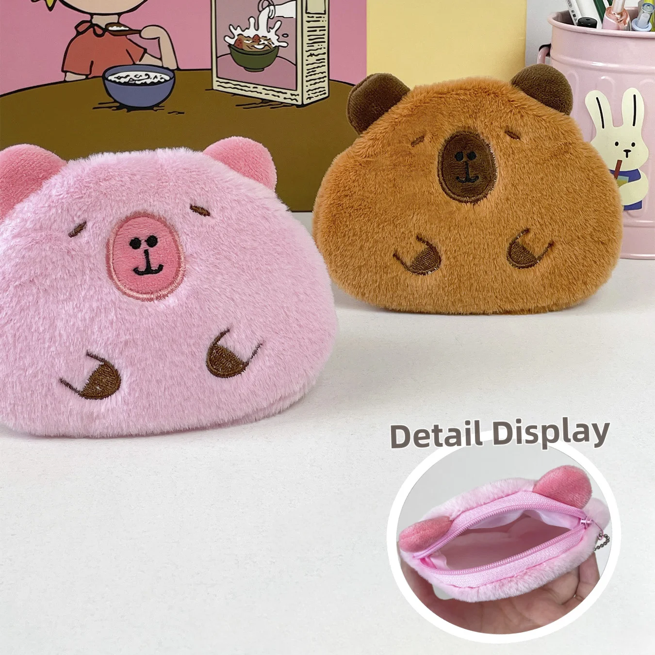 Cute capybara plush coin purse capibala storage bag doll red envelope girlfriend data pack ornament couple gifts