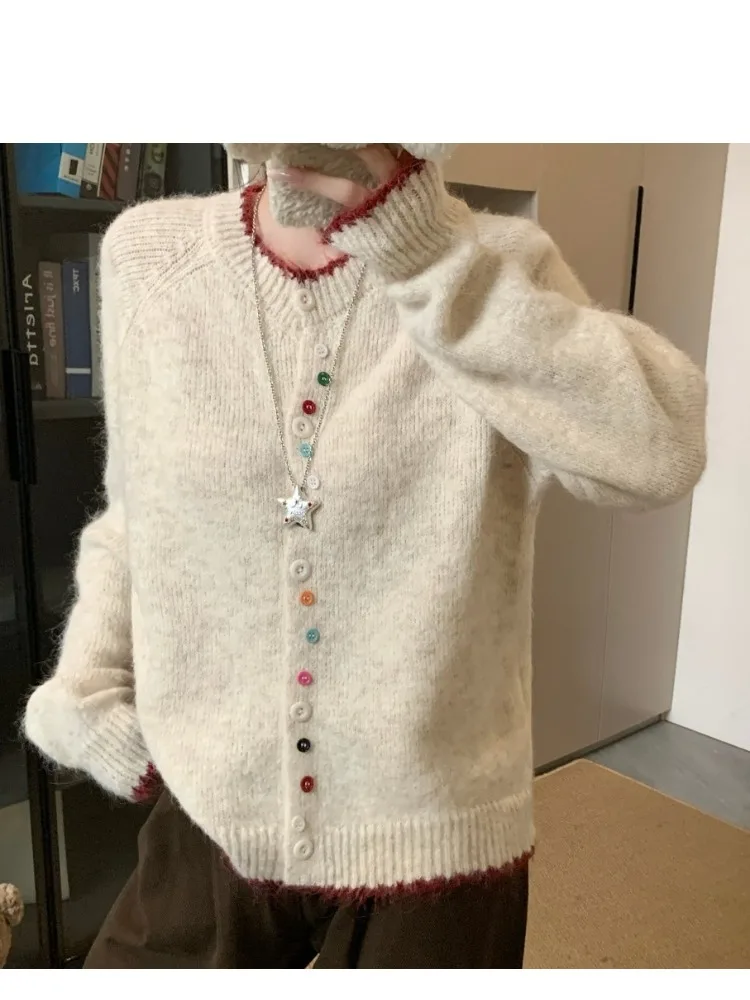 الحلو Sle زر سترة Jaet المرأة فضفاضة التخسيس الخريف وصول جديد الملابس العلوية ألياف البوليستر طويلة Sv... #5