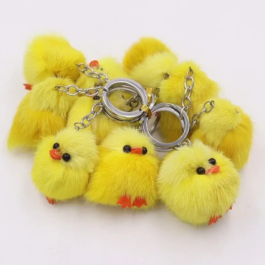 1PC Cute Chick Pendant Keychain Soft Stuffed Chick Doll Ornament Keychain Creative Mini Animal Model Plush Toys Child Gifts