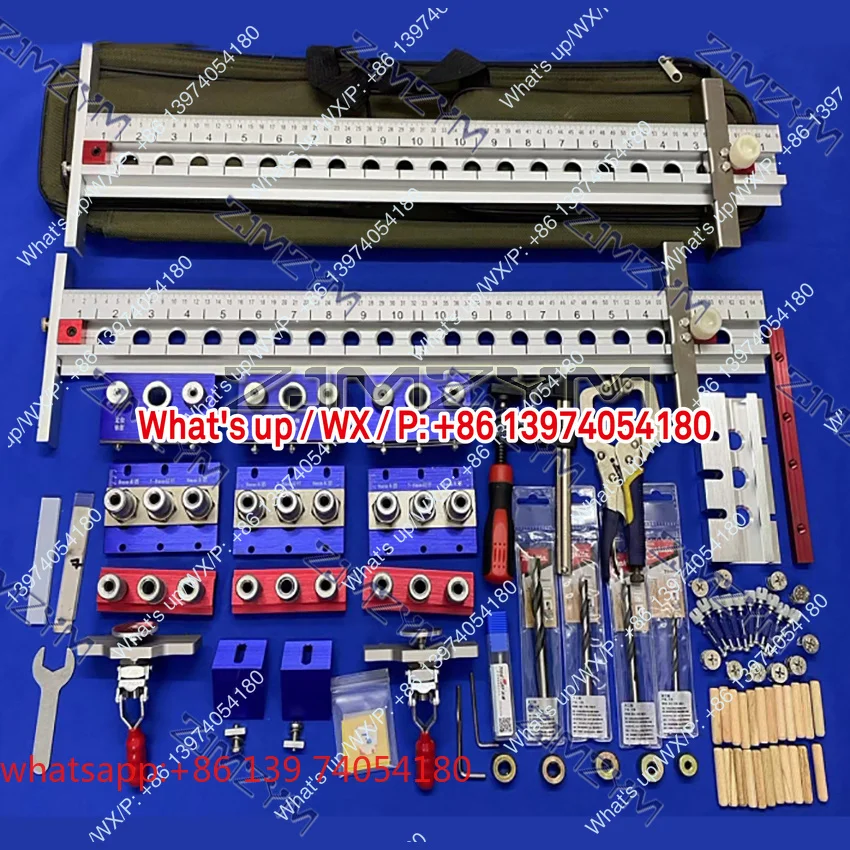 3 in 1 Adjustable Doweling Jig Pocket Hole Jig 65cm Ruler Drilling Guide Locator Puncher Tool With Drill Bit Woodworking Tools
