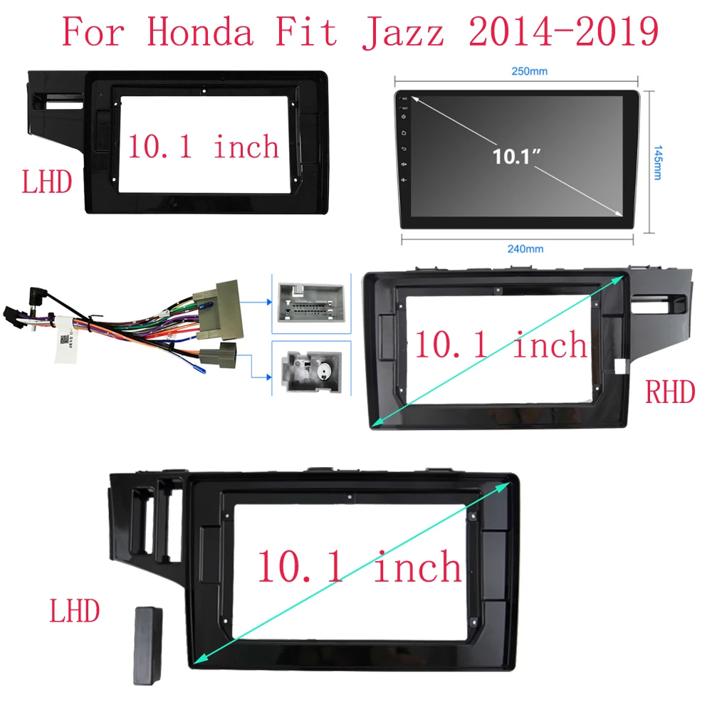 HAOCHEN 2DIN 10.1 Inch Car Frame Fascia Adapter For Honda Fit Jazz 2014-2019 Android Radio Dash Fitting Panel Kit