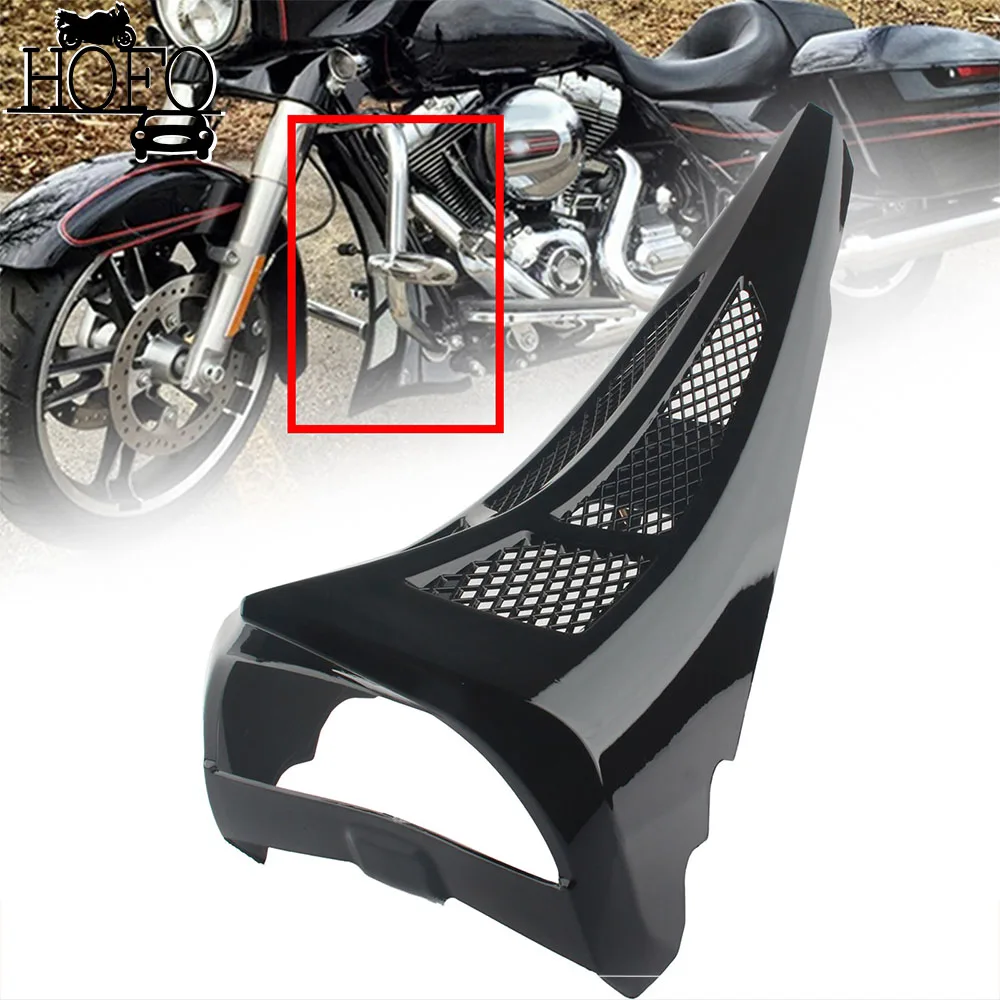 

Gloss Black Motorcycle Stretched Tall Chin Spoiler Scoop For 2014-2023 Harley Touring Models Road Glide Street Glide