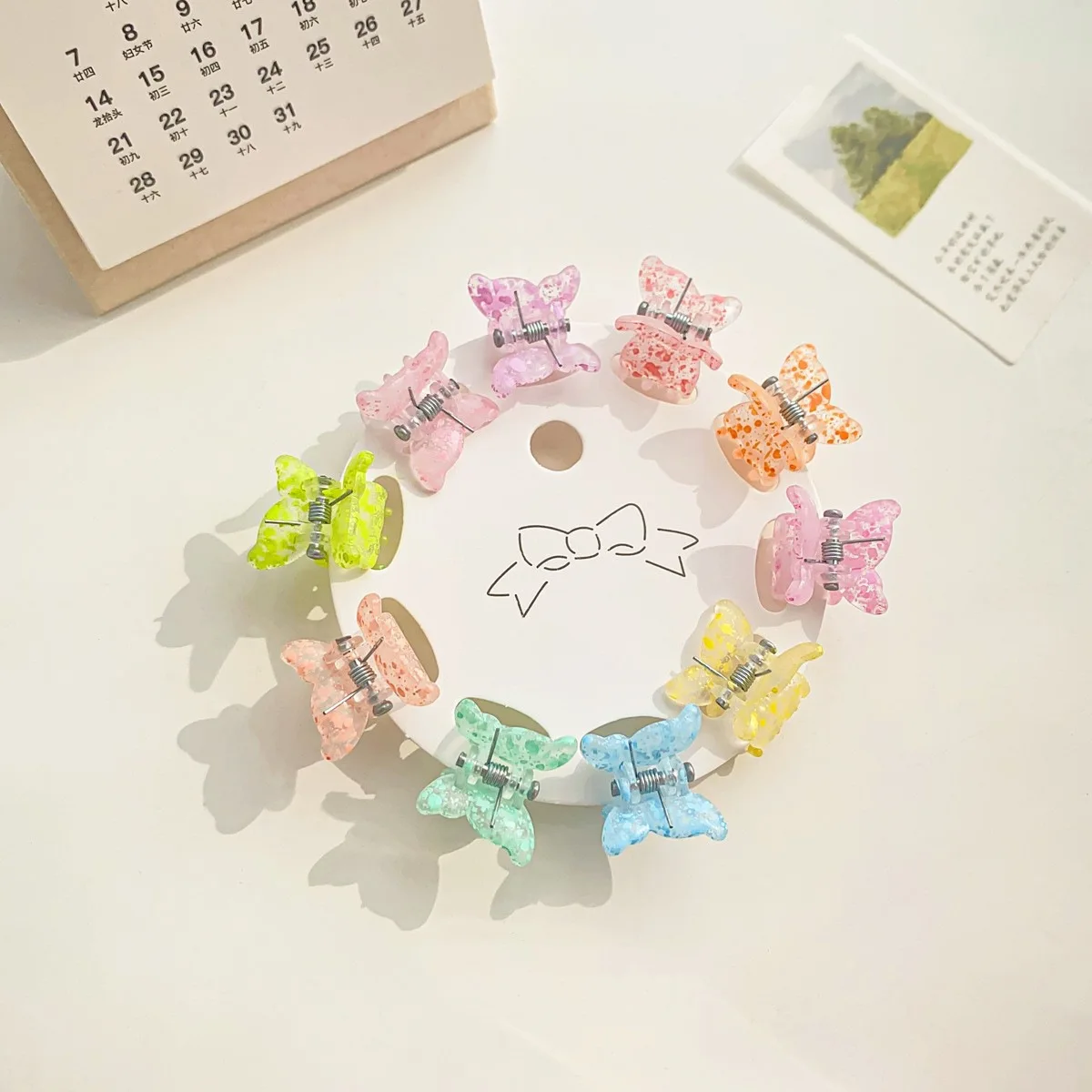 20 Stück Mini-Schmetterlings-Haarspangen, Macaron-Klauenklammern im Hyuna-Stil, süße Haarnadeln für Mädchen, geeignet für Pony und seitliches Haar – Detail 5