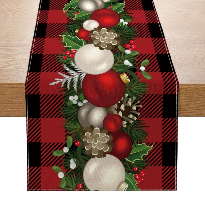 Festive Christmas Table Runner Tablecloth Desk Decoration Washable Table Cover for Indoor Outdoor Use 33cmx180cm Dropsale