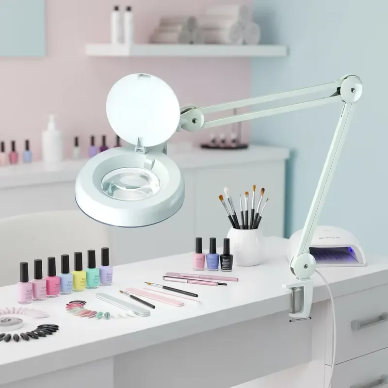 For Swing Arm Standing Facial Magnifier Lamp LED Cool White Light Magnifying Lamp with Adjustable Arm for Spa