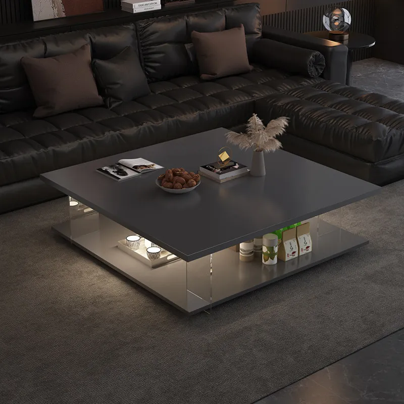 Coffee table living room home light luxury modern simplicity high sense suspension office acrylic coffee table black tea table