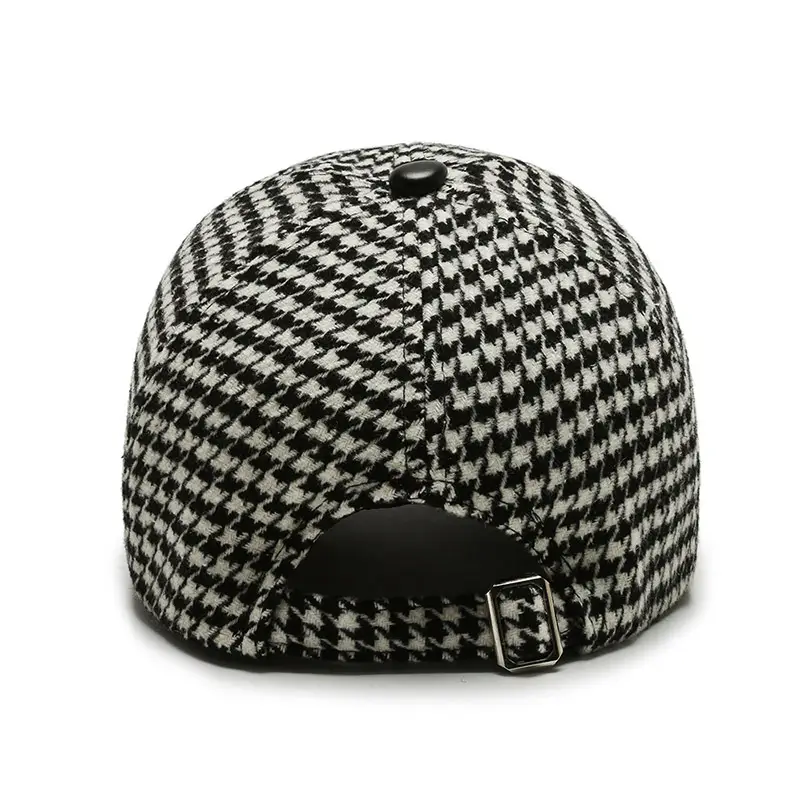 Fashions Check Baseball Cap for Women Winter Keep Warm Windproof Street Wild Trend Cap - 4