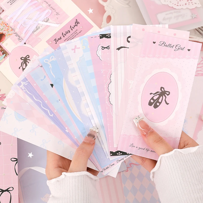 100Pcs Cute Ballet Ribbon Bow Memo Pad Korean Message Notes Paper Decoration Scrapbooking Diary DIY Collage Notepad Stationery