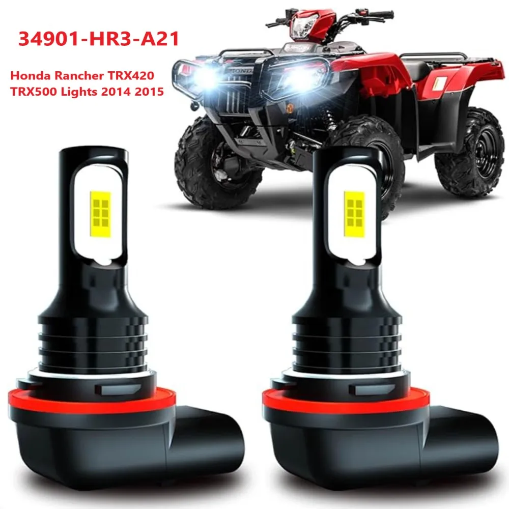 RX50 34901-HR3-A21 LED Bulb Combo For 2007-2022 Honda Rancher TRX420 T,6000K Bright White Polaris 4011029 Lights, 2-Pack，34901 H