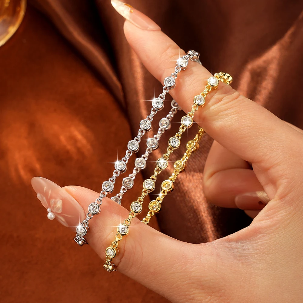 Celestinova Luxury Round Cut VVS1 Moissanite Bracelet Exquisite Bubble Jewelry Exquisite Bracelet Classical Valentine's Day Gift