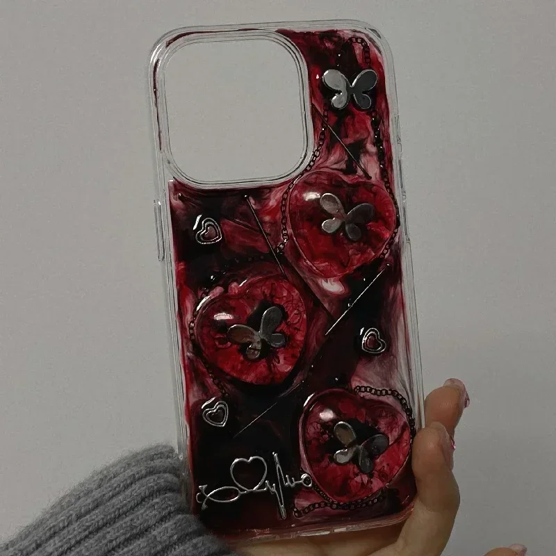 4085 Original 3D hecho a mano funda para teléfono móvil amor mariposa arte gótico oscuro Horror estilo Punk personalizado regalo de Navidad y Halloween