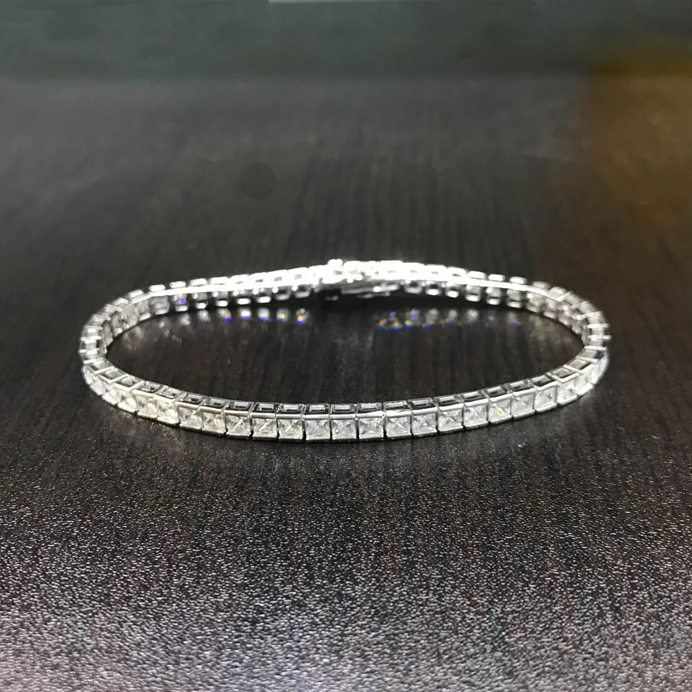 CSJ 1.75-3mm Tennis Bracelet 925 Sterling Silver Full High Carbon Diamond Sparking Jewelry Square Zircon for Women Party Gift