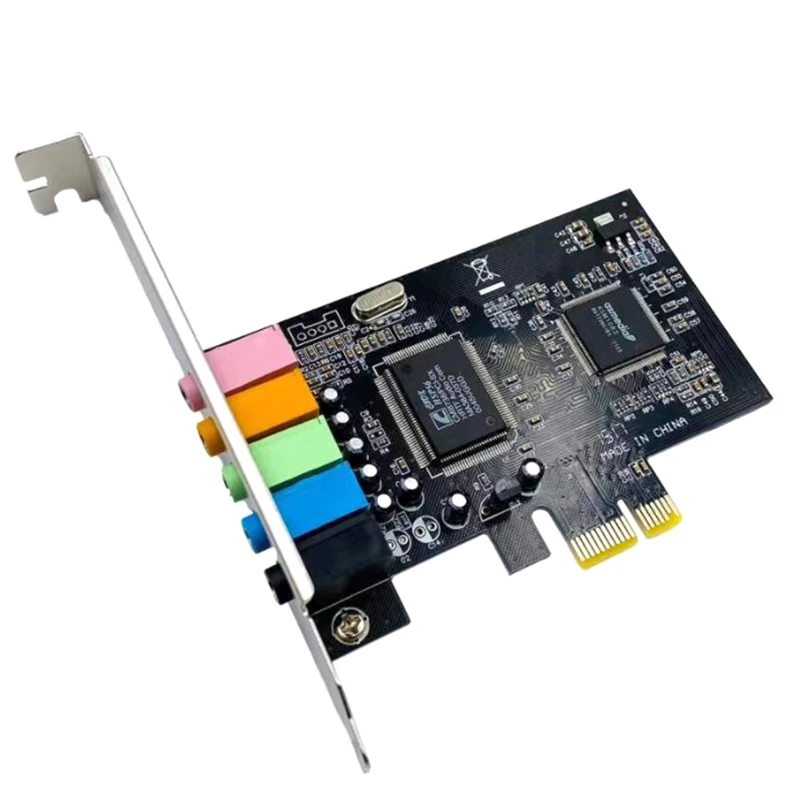 Placa de Som para Jogos de Computador e Música, PCI-E 5.1 Canais, Áudio 3D, 6 Canais, Placa de Som Digital PCI Express 5.1 CH, 24Bit