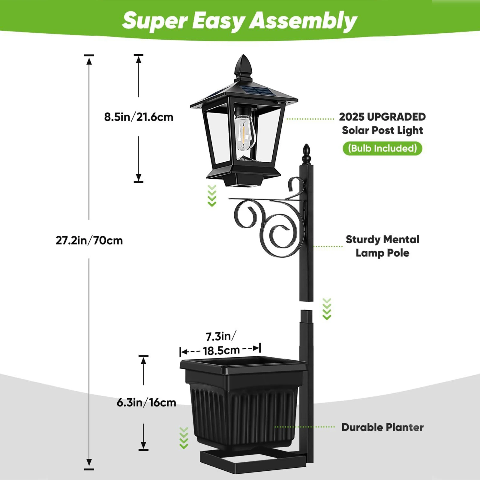 

Wall-Mounted Solar Garden Light 8-10 Hrs Long Lighting Solar Powered Pathway Light with Planter for Garden (No Flowers Included)