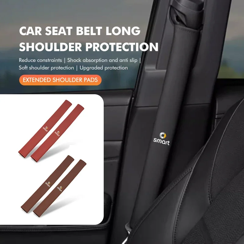 Car Belt Strap Cover Extended Leather Shoulder Pad Accessory For Smart Fortwo 451 450 453 Forfour Cabrio Crossblade ROADSTER