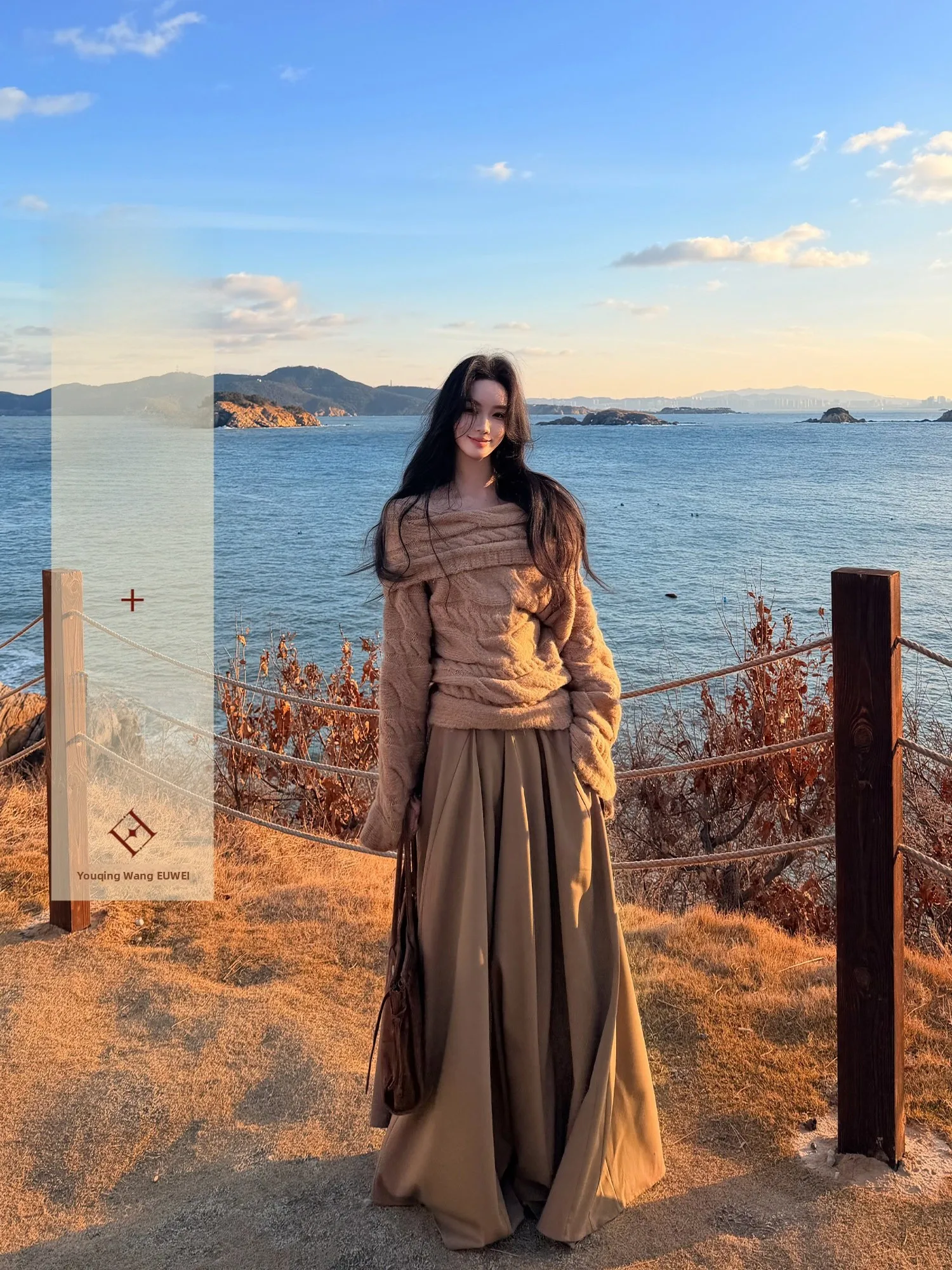 

Winter Long A-Line Skirt Women's High Waist Polyester Viscose Spandex Casual Sle Mid-Century Modern Record Series