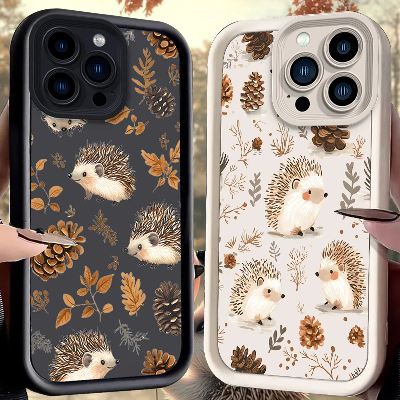 Funda de piña erizo para iPhone 17 Air 16 E 15 14 Plus 13 12 Mini 11 Pro Max, funda de silicona suave líquida a prueba de polvo y a prueba de golpes