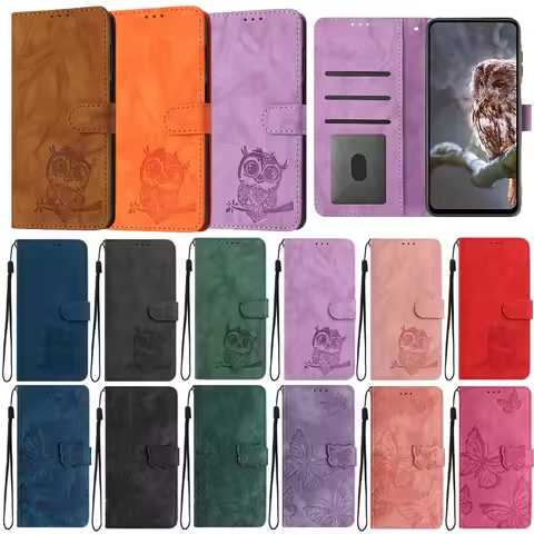 Owl Butterfly Wallet Flip Leather Case For Samsung Galaxy S21 S22 Plus S23 FE S24 Ultra S25 Edge Phone Back Cover