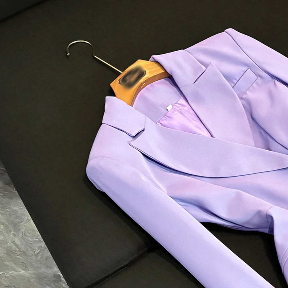 TWOTWINSTYLE, conjuntos informales de dos piezas lisos para mujer, Top de manga larga con solapa, pantalones de cintura alta, conjunto elegante de fiesta, estilo femenino KSE528826