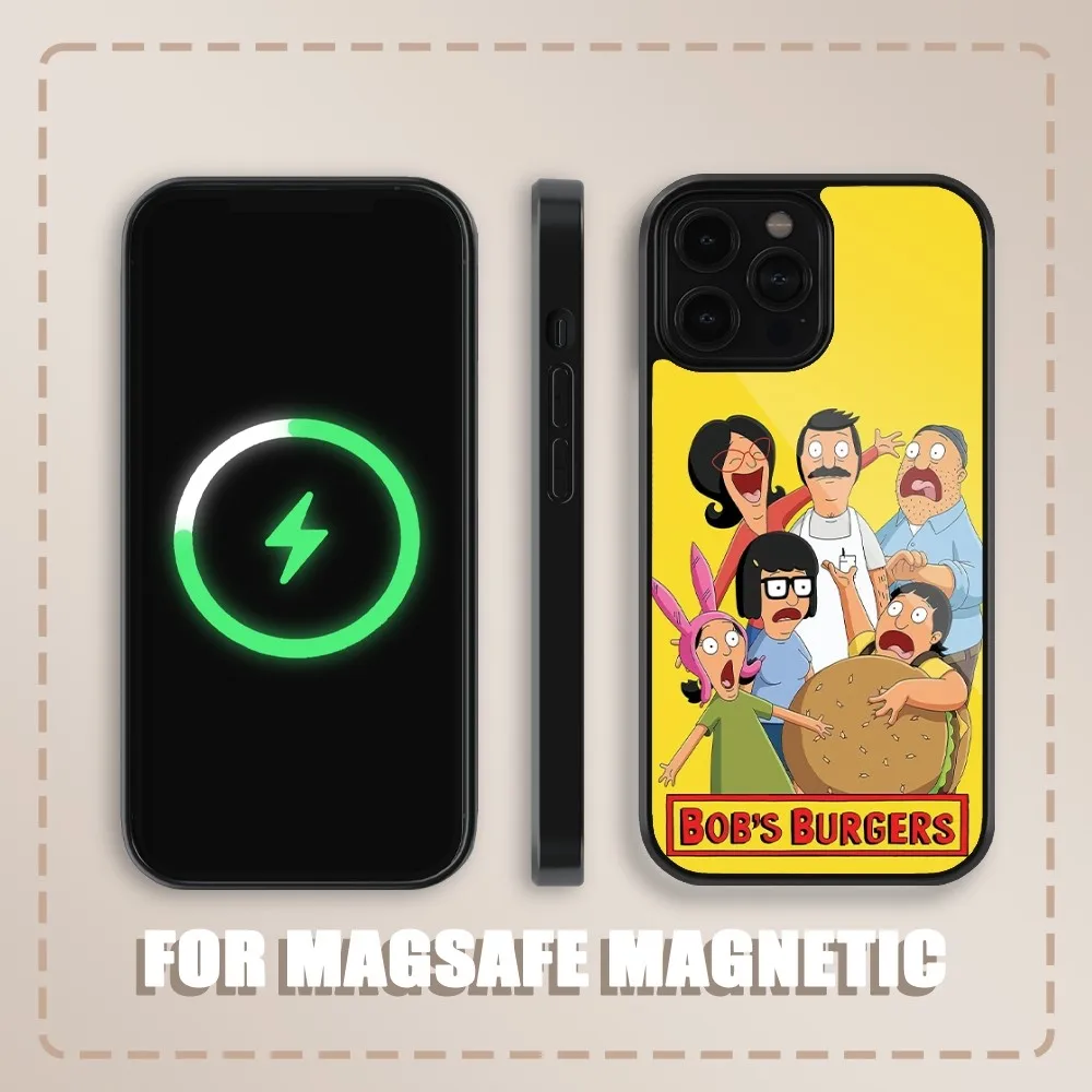 Etui na telefon B-Bobs Burgers do iPhone'a 15, 14, 13, 12, 11 Plus Pro Max Magnetic Magsafe Wireless Charging Cover