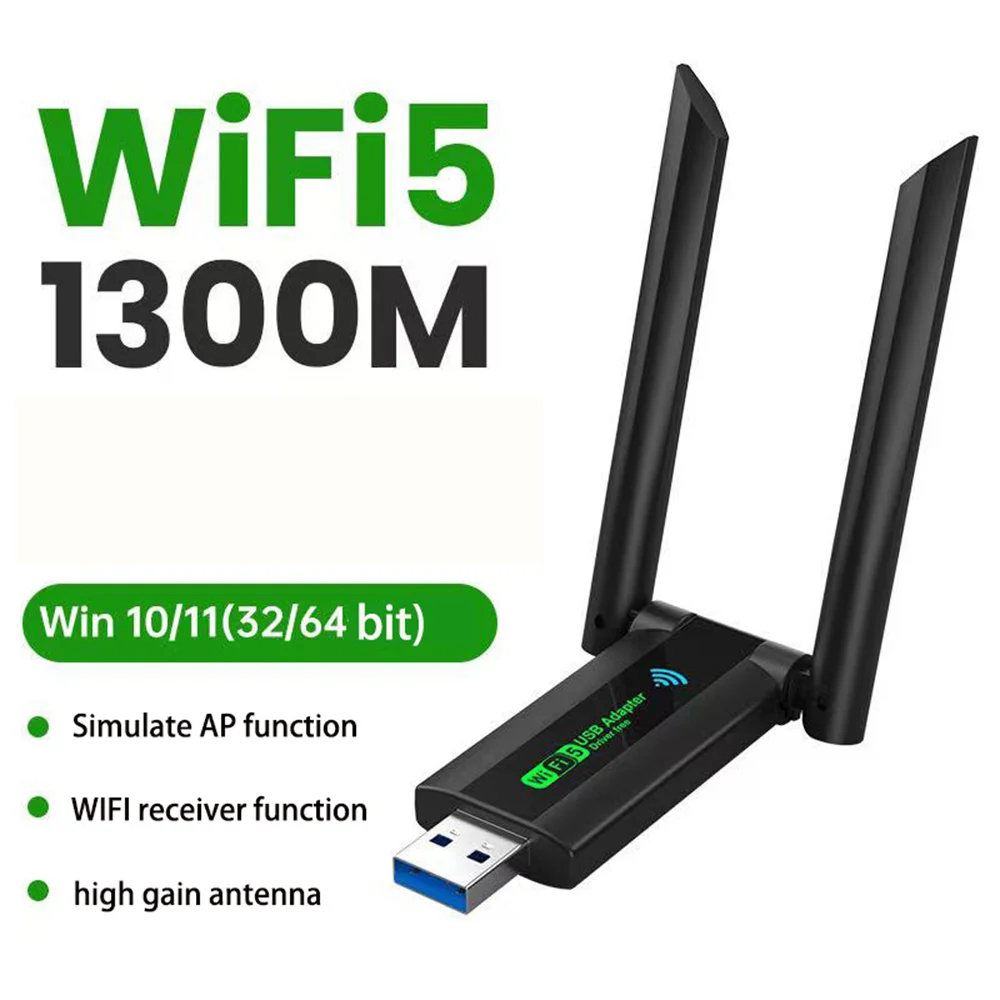 

1200Mbps USB RTL8812 Wireless AC1200 Wlan USB3.0 Wifi Lan Adapter Dongle Dual Band 802.11ac With Antenna For Laptop Desktop