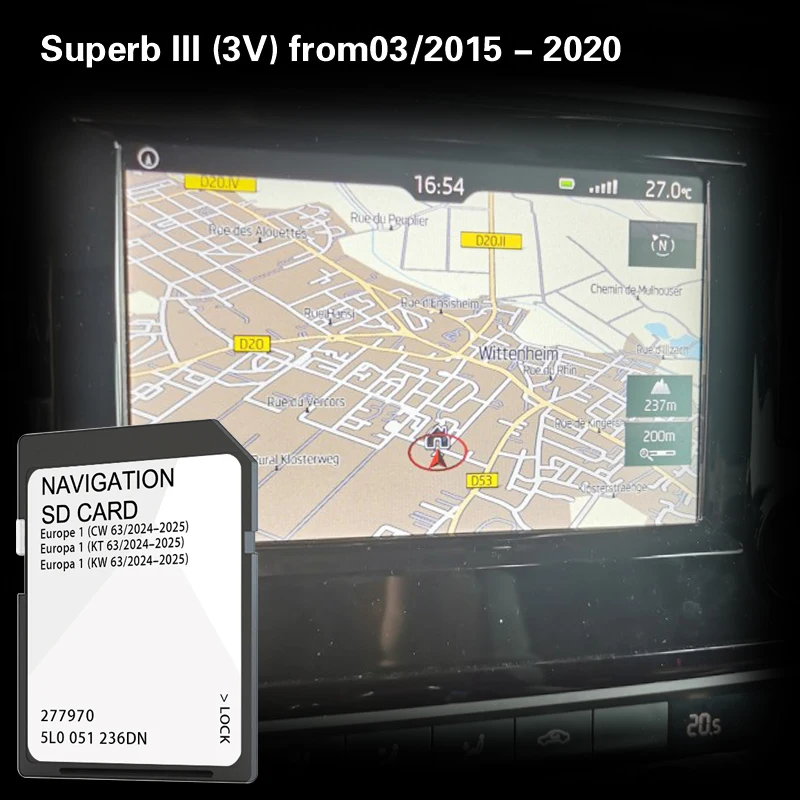 Fitting for Skoda Superb III 3V 2015 2016 Untill 2020 32GB Memory SD Map GPS Navigation Cover Croatia Cyprus Czech Republic