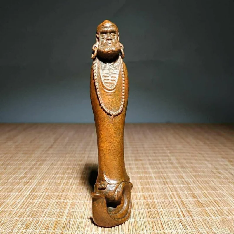 

Solid Alloy Crossing the River Daruma Enlightenment Buddha Statue Tea Pet Incense Holder Figurine