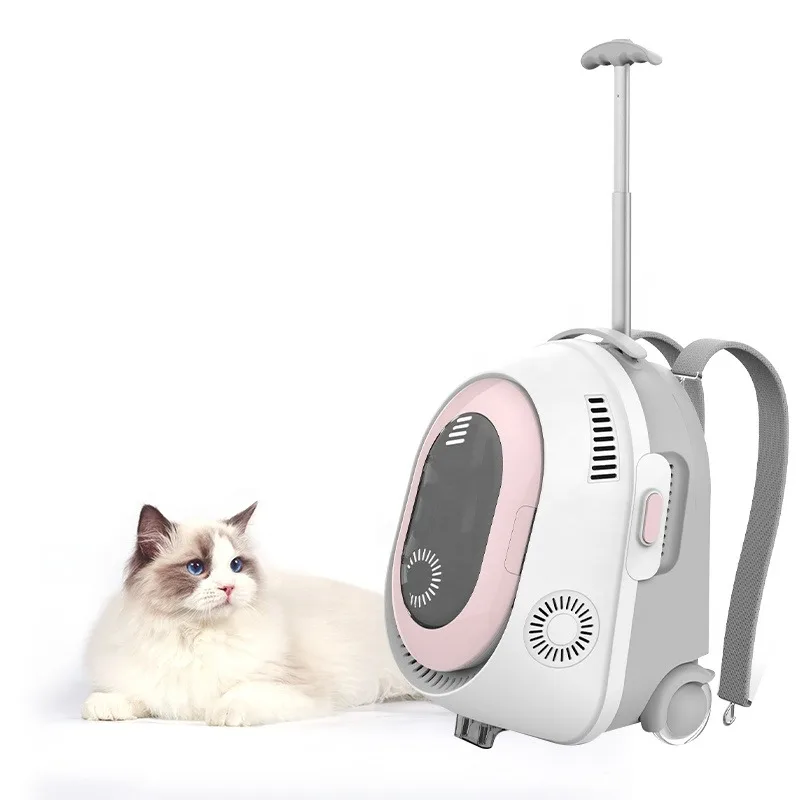 Wholesale Luxury Multifunctional cold fog air conditioner trolley Cats Suitcase Warm Lights Cat Pack Carrier Bags pet backpack f