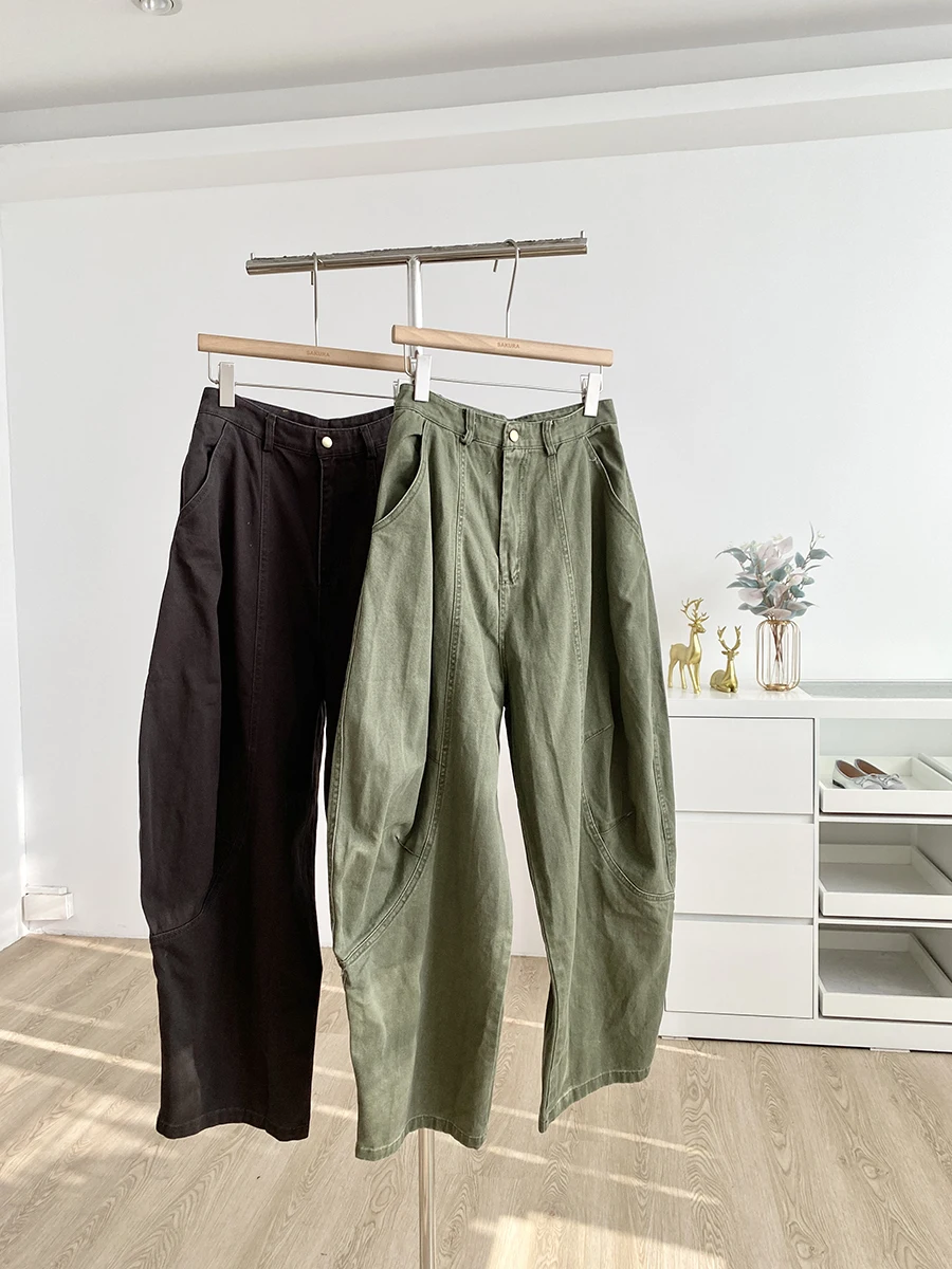 

2025 Autumn New American Retro Versatile Hot Girl Color Loose Fashionable Wide Leg Jeans Women High Waist Polyester Fiber
