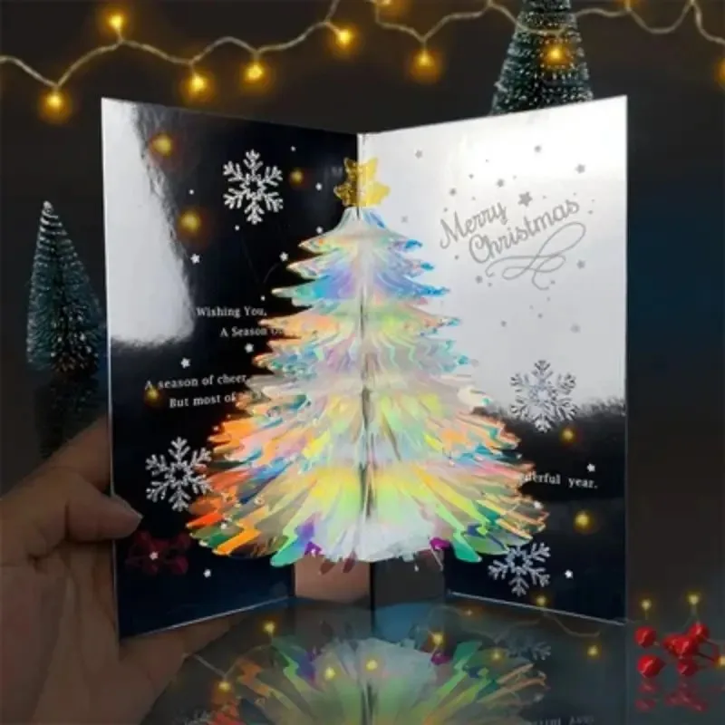 Christmas Tree 3D Pop-Up Card 3D Shining Bling Christmas Card 3D for pop Up Christmas Greeting Cards Tree Handmade Holiday Card