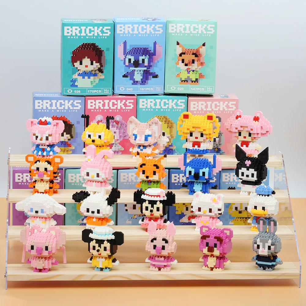 Disney Building blocks Stitch LinaBell for children's birthday gift anime character Princess Linabelle mini toy building blocks