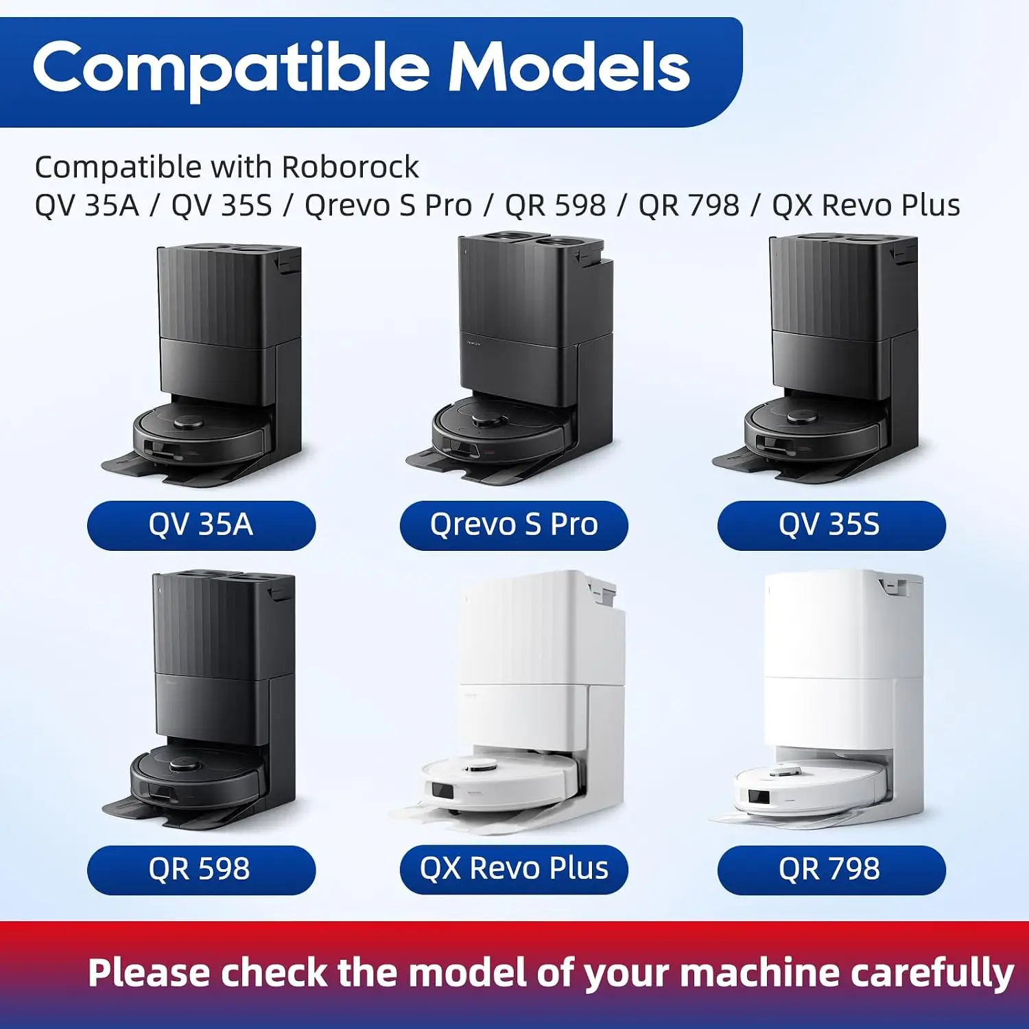 For Roborock Qrevo S Pro/QV 35A/QV 35S/QR 598/QR 798/QX Revo Plus Robot Vacuum Accessories, Brush, Dust Bags, Filters, Mop Pads