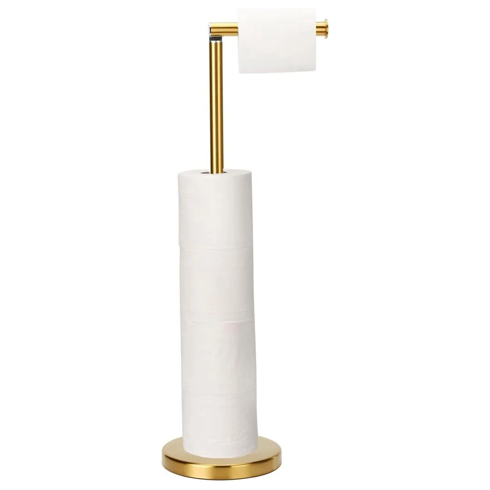 N09R Toilet Paper Holder Stand, Large Storage Tissue Roll Holder Free Standing for Bathroom, Modern Toilet Paper Roll Holder