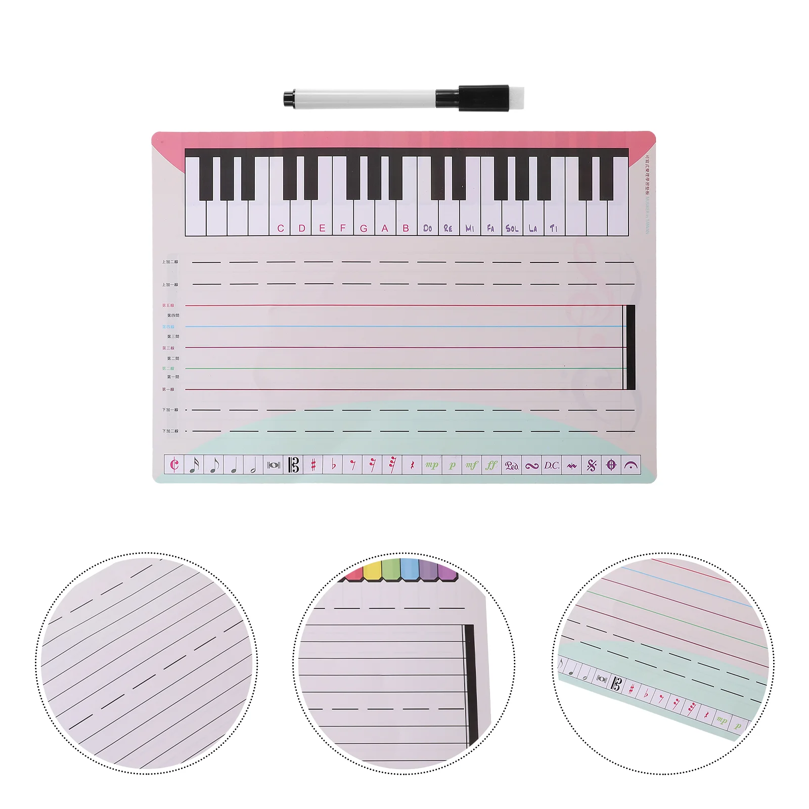 Imagem -04 - Dry Erase Pessoal Lap Whiteboard Teclado Piano Portátil Ensino Nota Musical Magnético